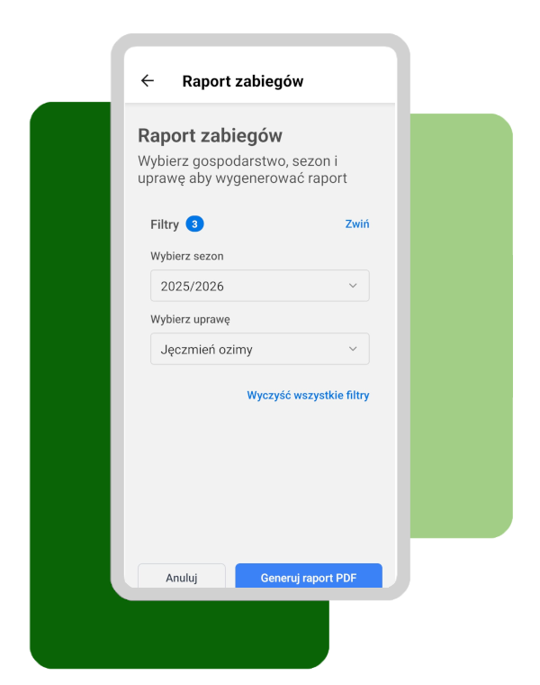Ewidencja Rolnika - Ekran generowania raportów PDF