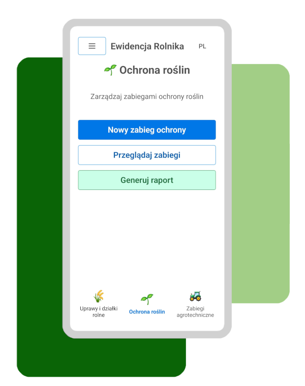 Ewidencja Rolnika - Ekran dodawania zabiegów ochrony roślin